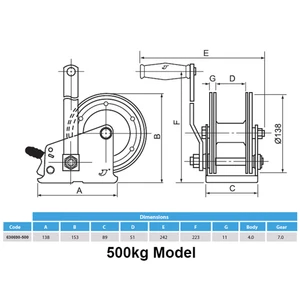 Maypole Trailer Winch With Strap and Hook 