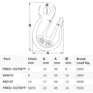 Force 4 Stainless Steel Anchor Chain Hook 