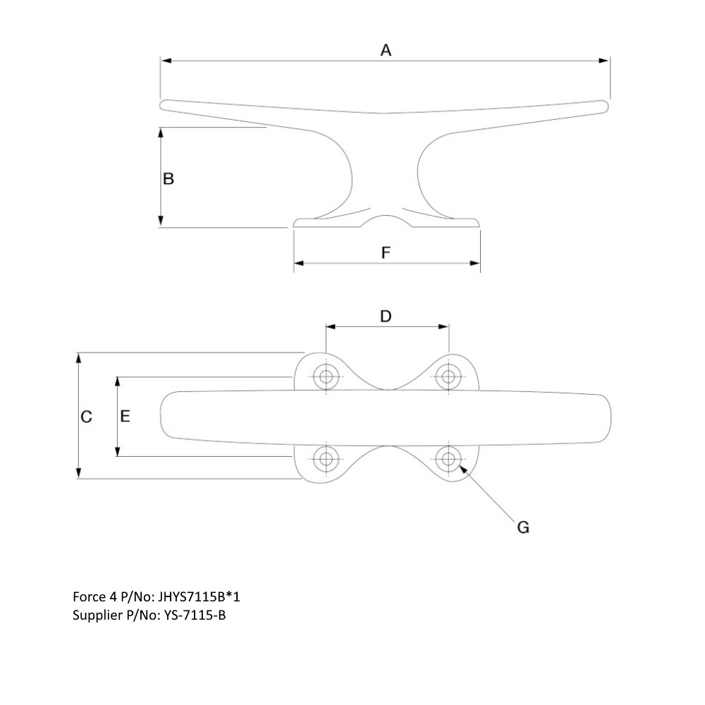 Mast or Deck Cleat 179mm