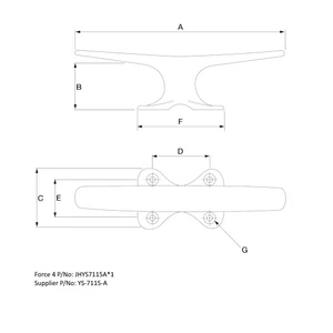 YS Mast or Deck Cleat 156mm 
