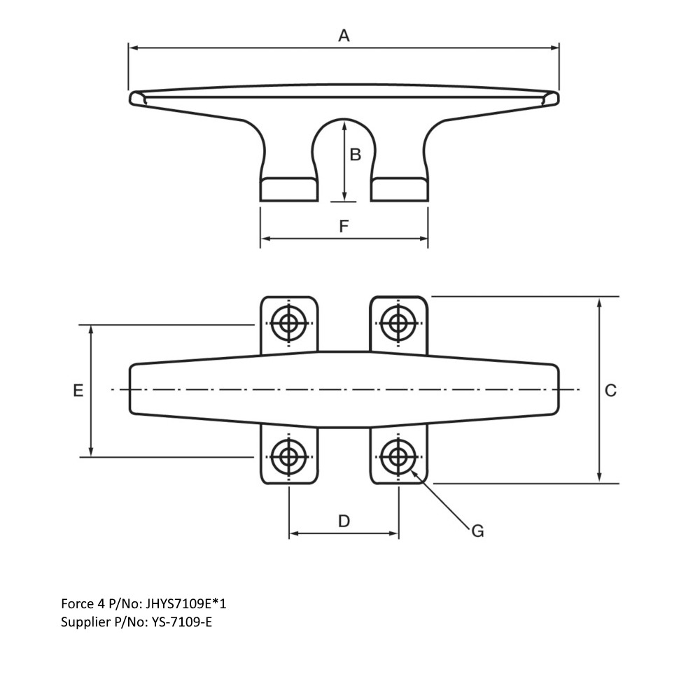 DECK CLEAT 362mm