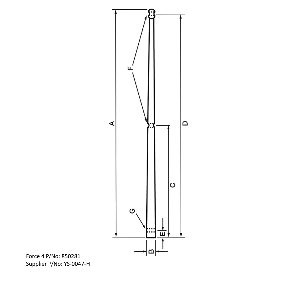 Toe Rail Stanchion (Solid) 610mm