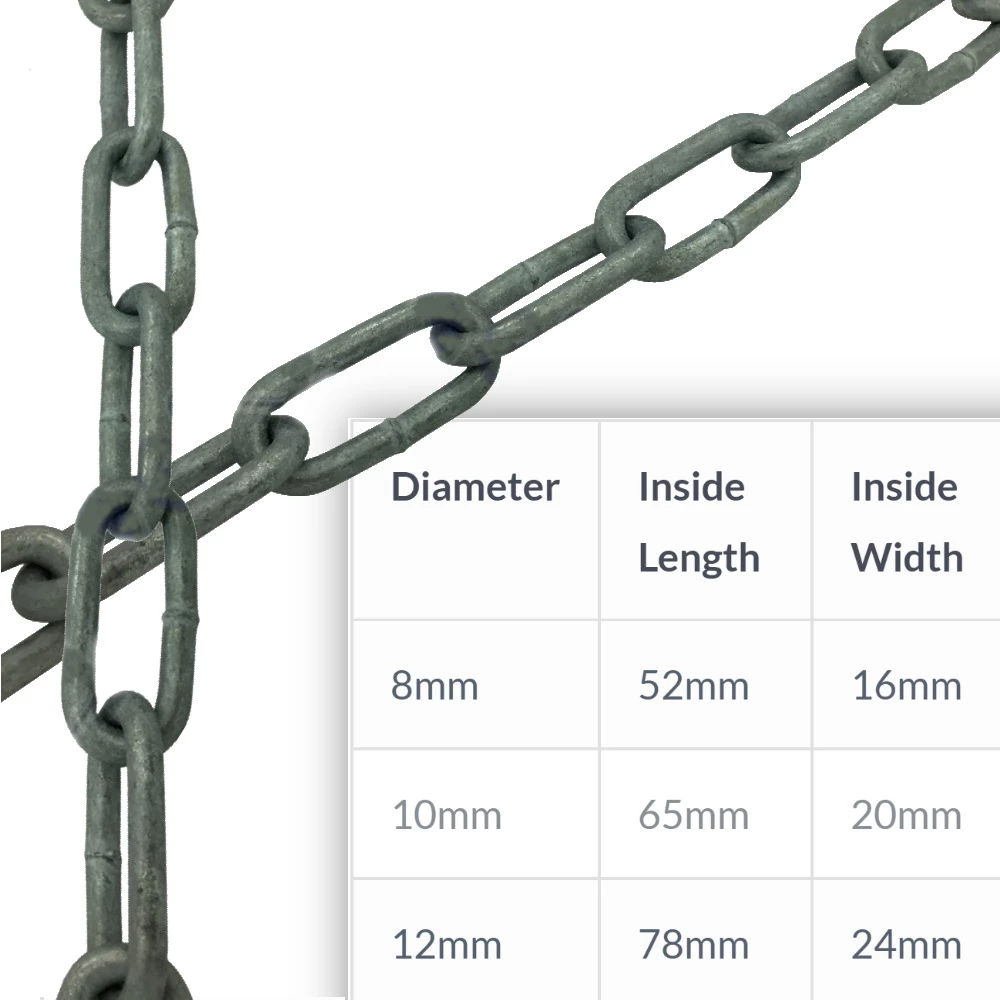 Long Link DIN763 Chain - Galvanised (Per/M)