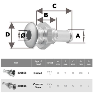 Force 4 Mini Skin Fitting Stainless Steel - Countersunk 