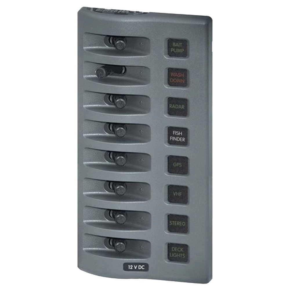 Blue Sea Weatherdeck Switch Panel 8way Grey