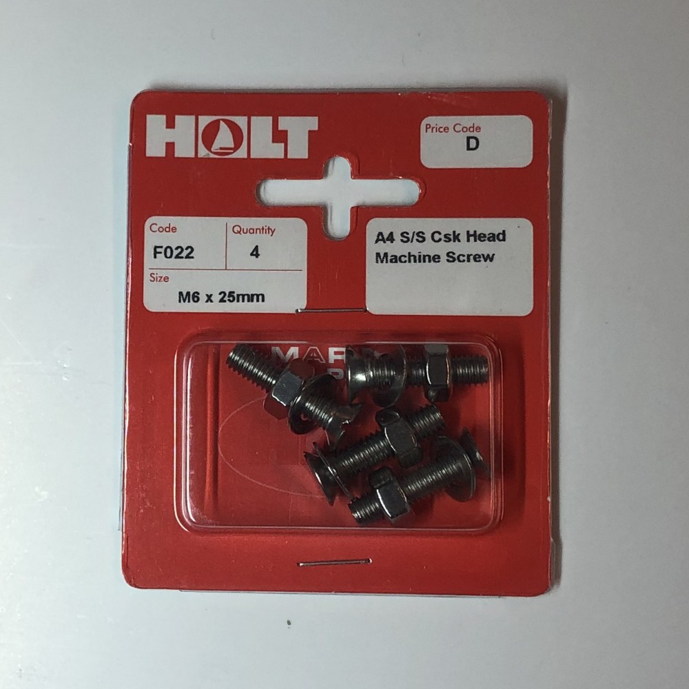 Stainless Steel A4 Counter Sunk Machine Screw M6 x 25