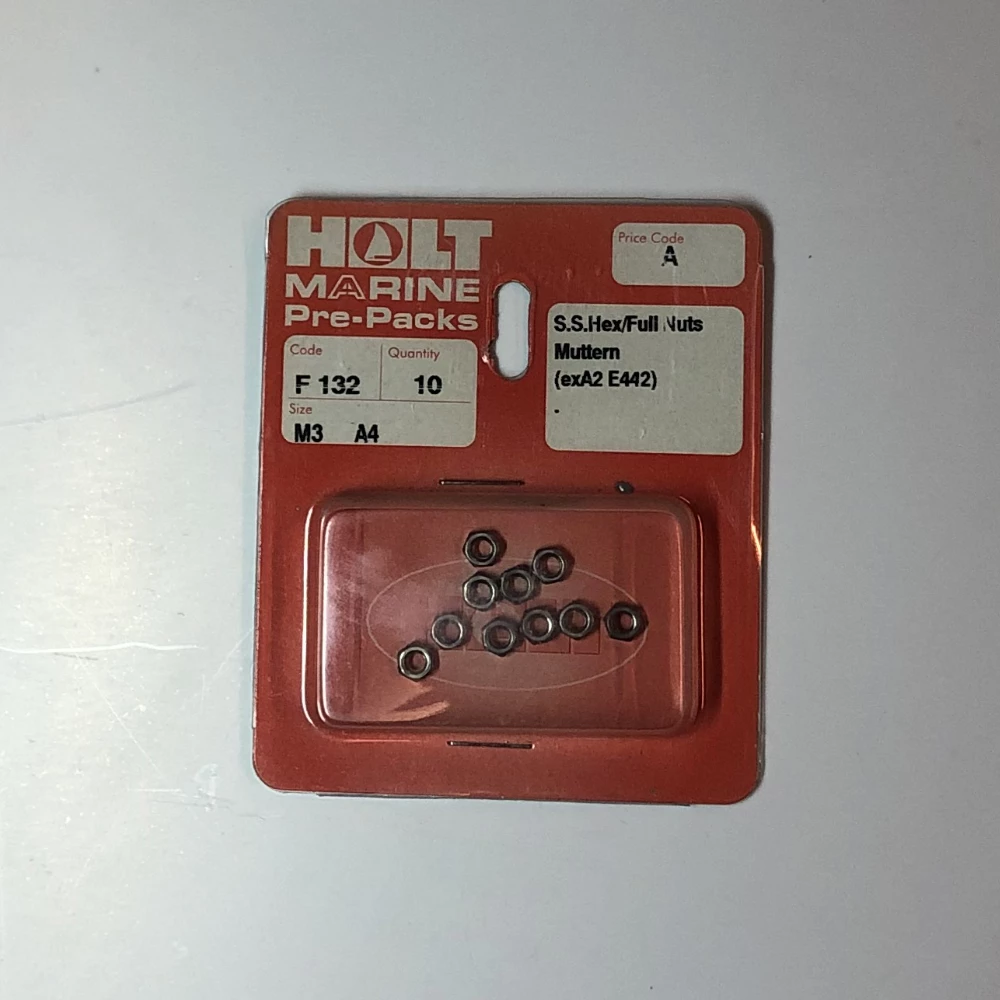 Marine Pre-Packs Stainless Steel A4 Hexaganol Full Nuts M3 