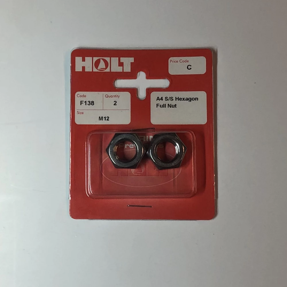 Marine Pre-Packs Stainless Steel A4 Hex Full Nuts M12 