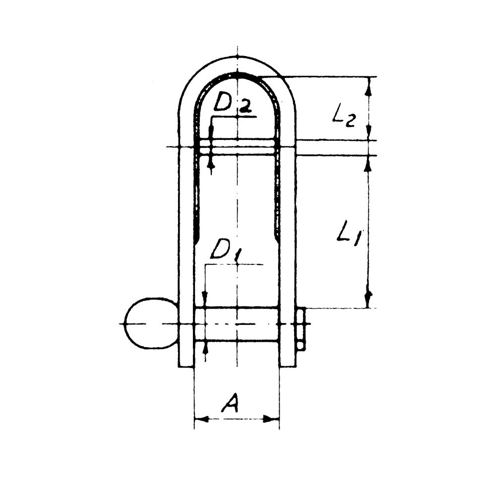 5x21mm Stainless Steel Key Pin Strip Dee with Bar Shackle