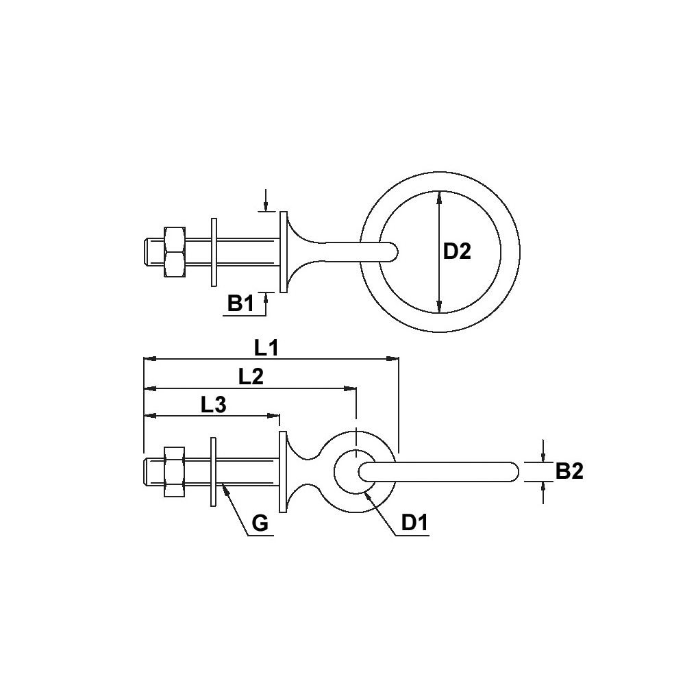 M10 x 100mm Stainless Steel Ring Bolt