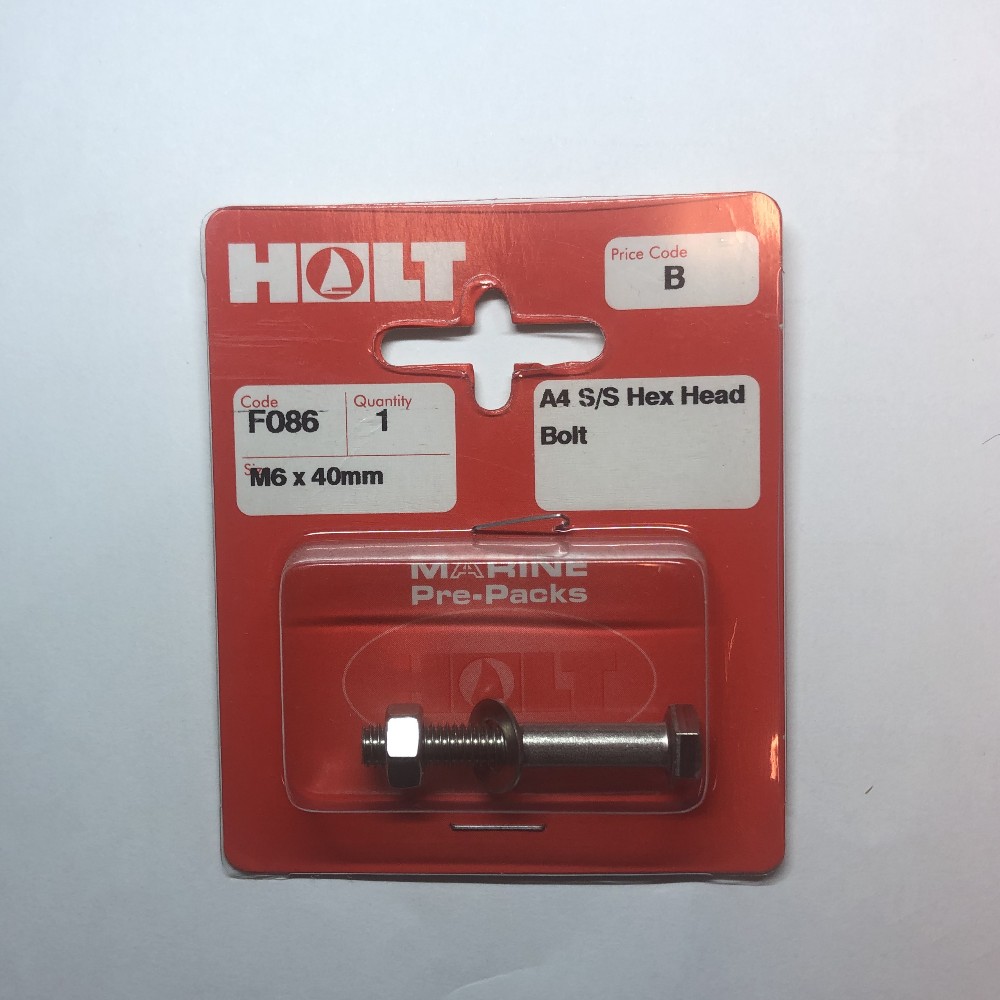 A4 Stainless Steel Hex Head Bolt M6x40