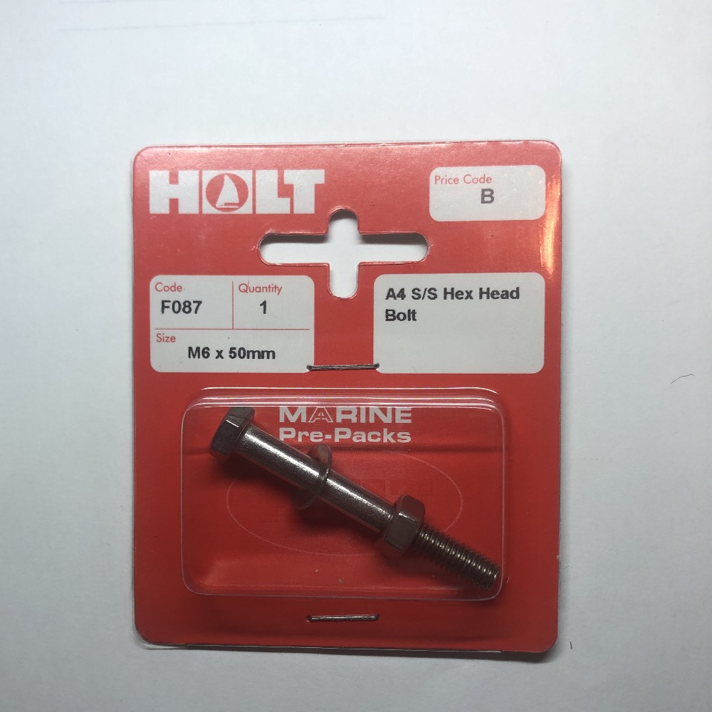 A4 Stainless Steel Hex Head Bolt M6x50