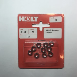 Marine Pre-Packs A4 Stainless Steel Hex Full Nuts M5 