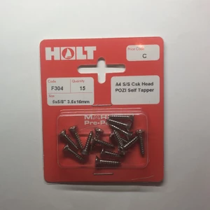 Force 4 A4 Countersunk Self Tapping Screw 6x5/8 Pozi 
