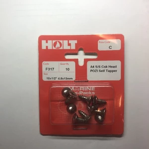 Marine Pre-Packs A4 Countersunk Self Tapping Screw 10x1/2 Pozi 