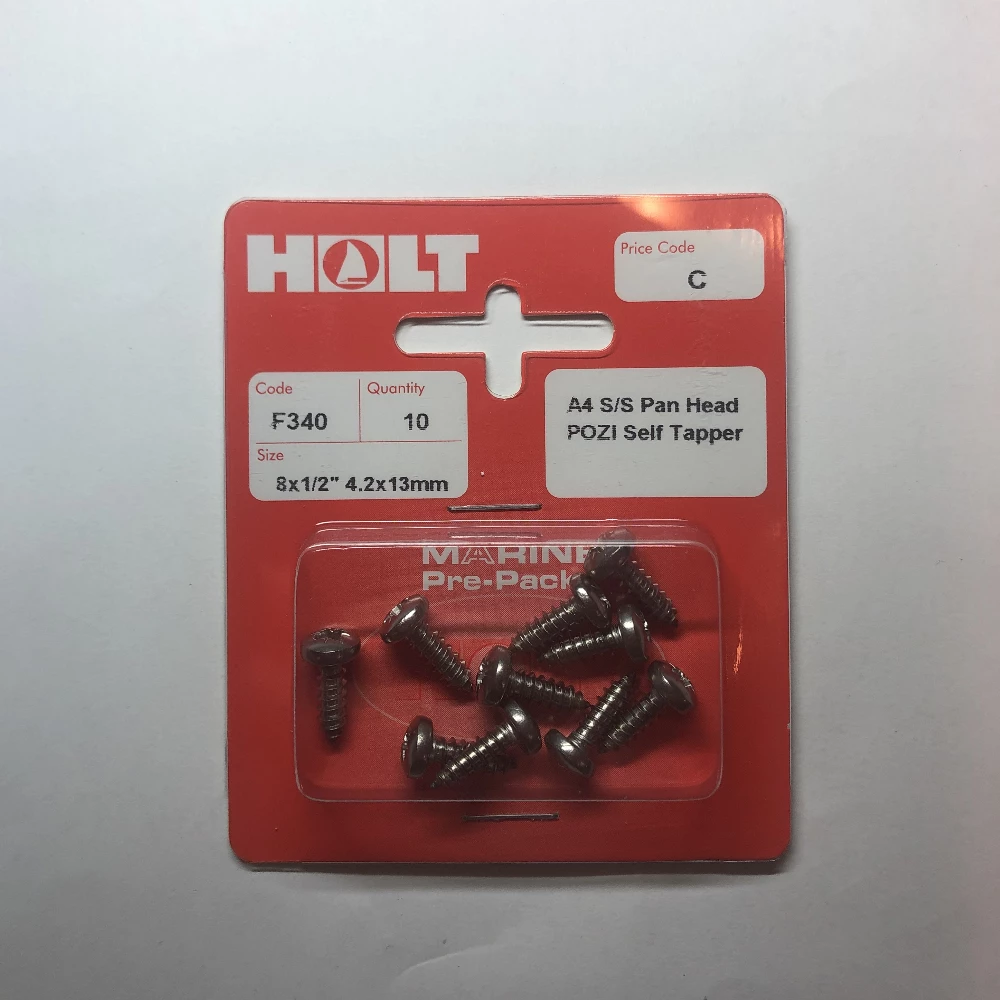 Marine Pre-Packs A4 Pan Head Self Tapping Screw 8x1/2 Pozi