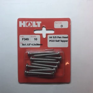 Force 4 A4 Pan Head Pozi Self Tapping Screw 8x1 1/2 