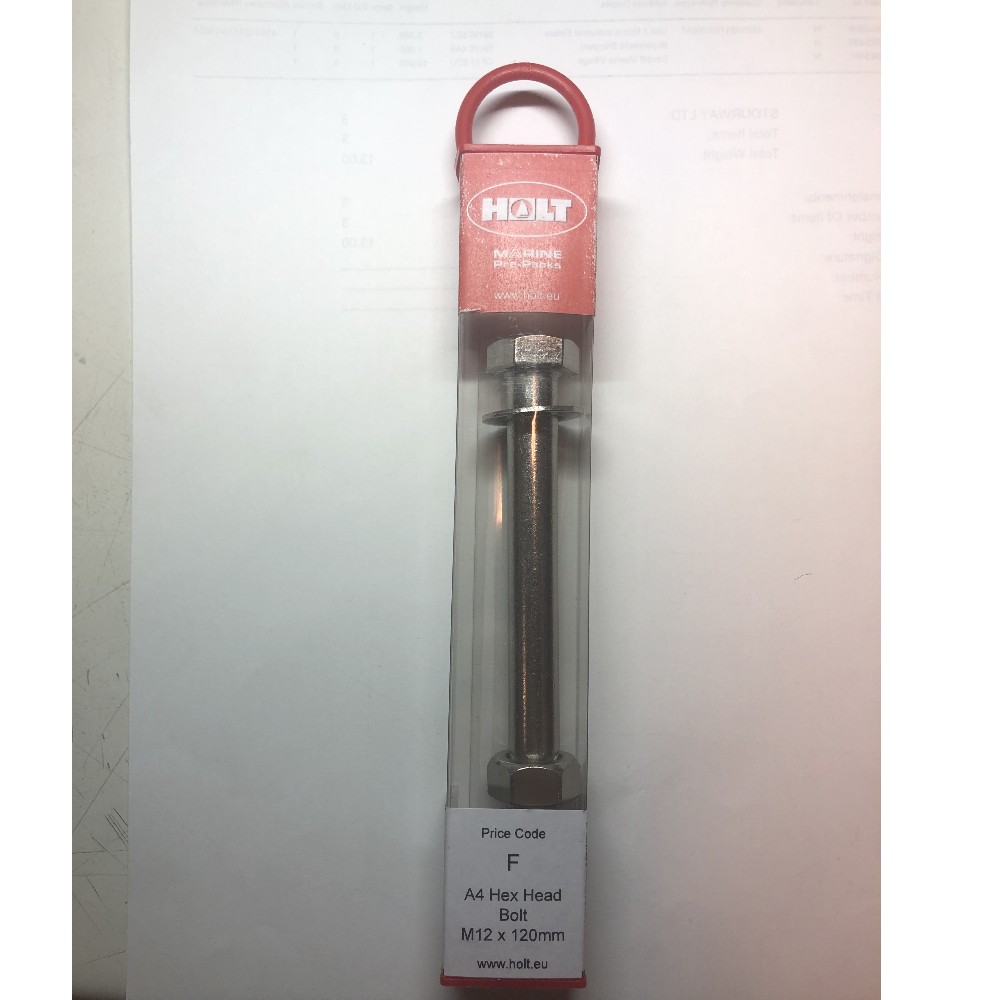 A4 Stainless Steel Hex Head Bolt M12x120