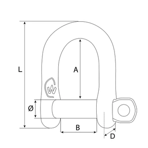 Wichard HR (High Resistance) D Shackle 