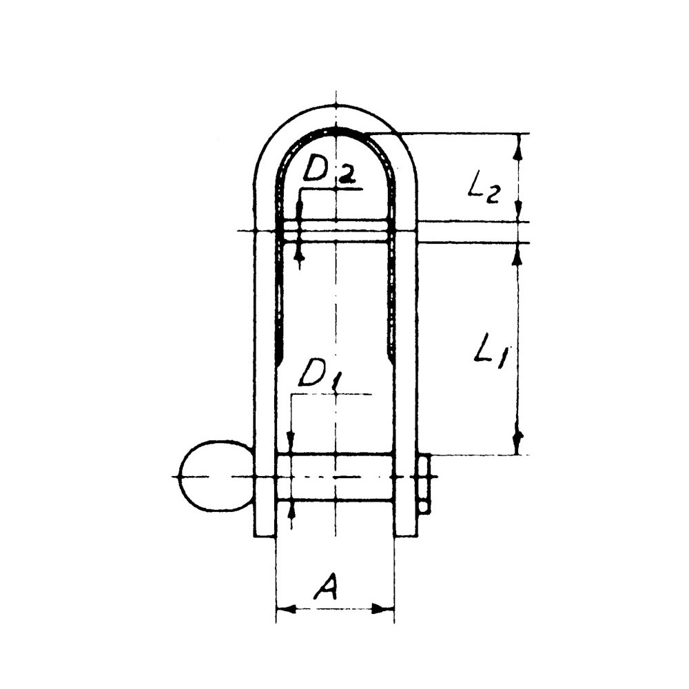 6x25mm Stainless Steel Key Pin Strip Dee with Bar Shackle