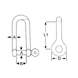 Force 4 Stainless Steel Long D Shackle - 1 Pack