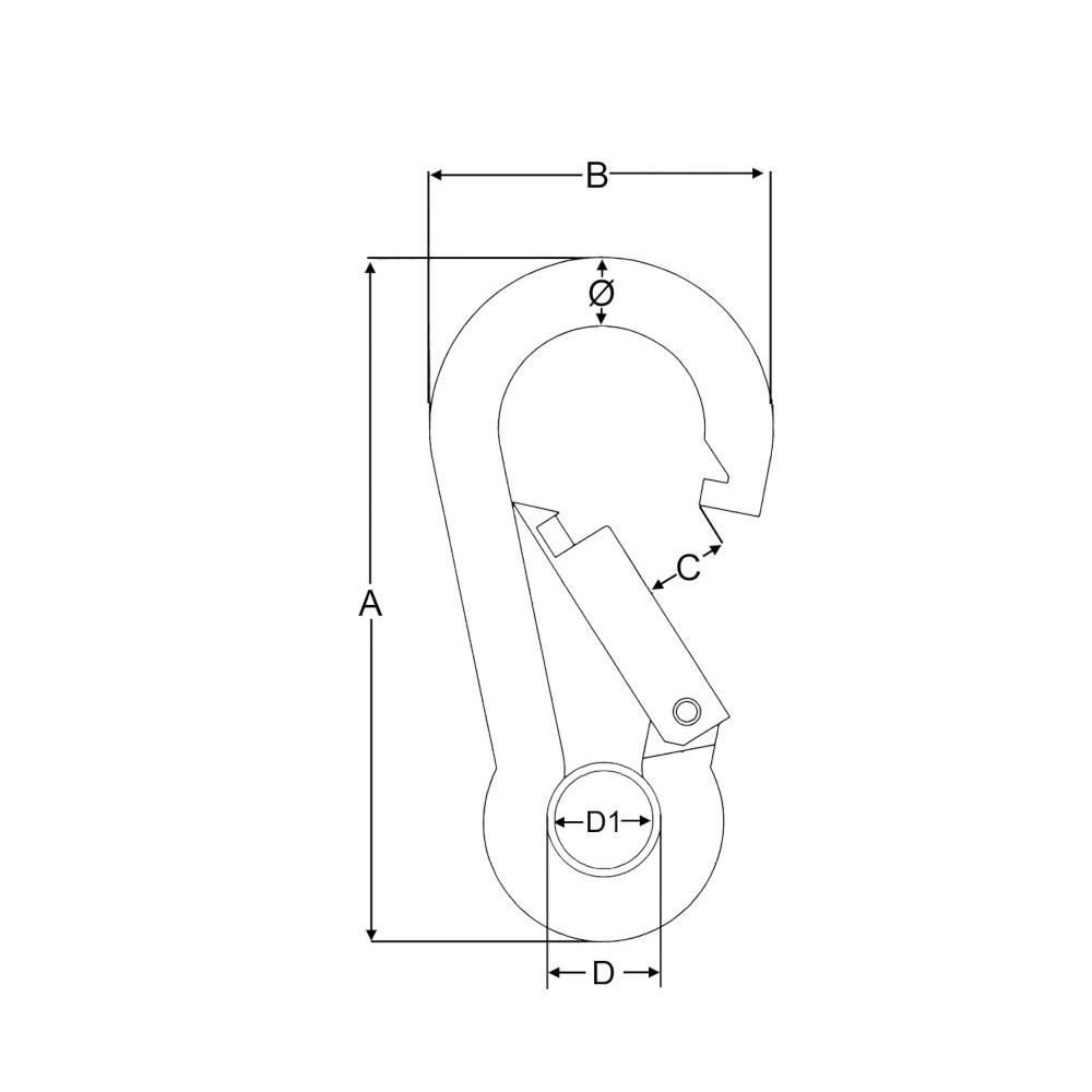 Carbine Hook 90mm With Eye 