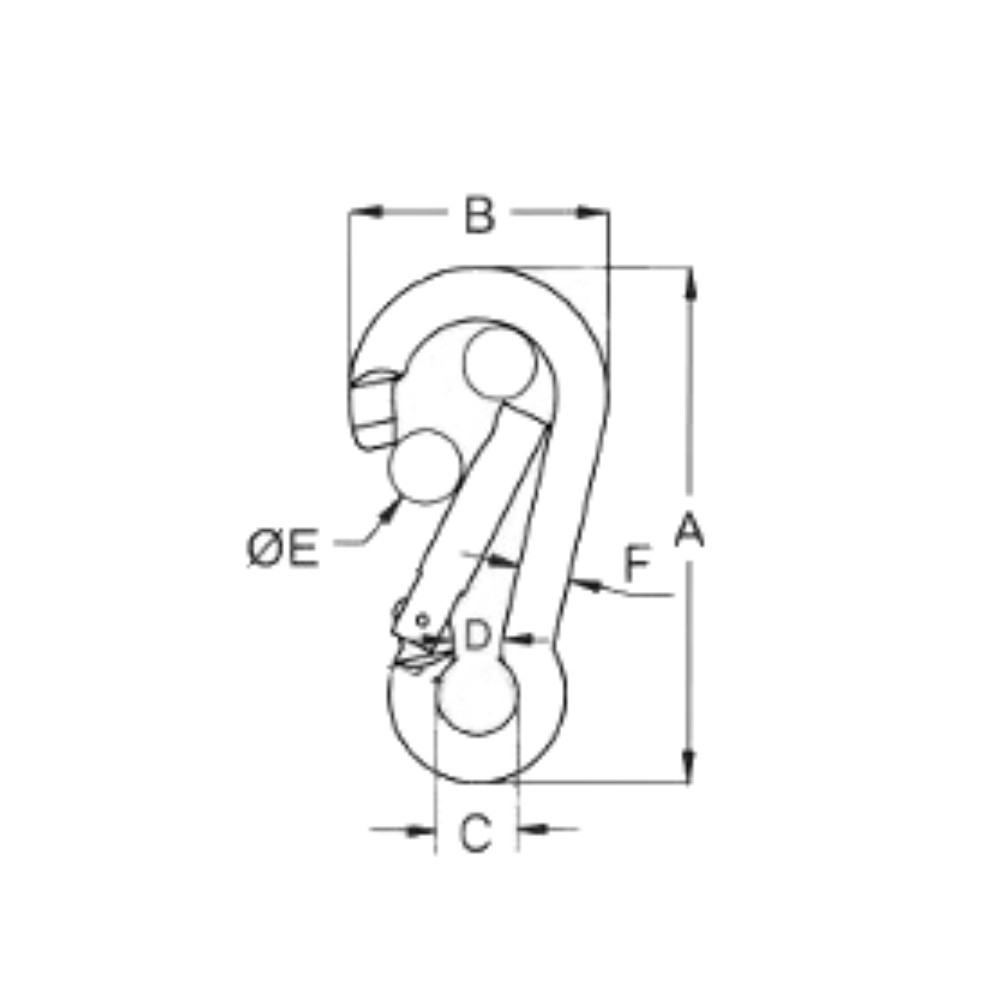 Carbine Hook Tested 100mm No Eye