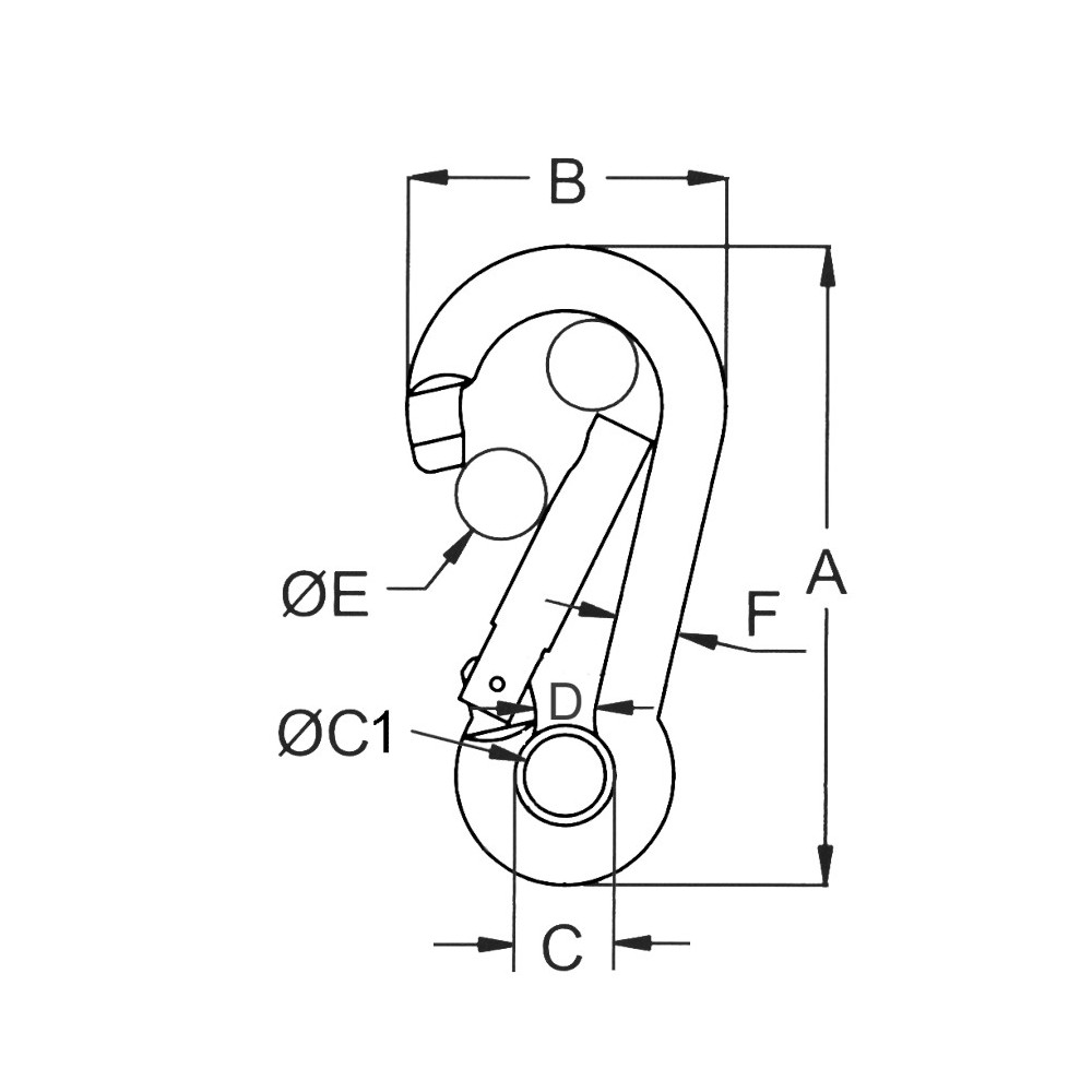 Carbine Hook Tested 160mm With Eye