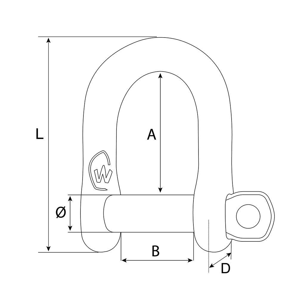 D M10 Stainless Steel Self-Locking Shackle