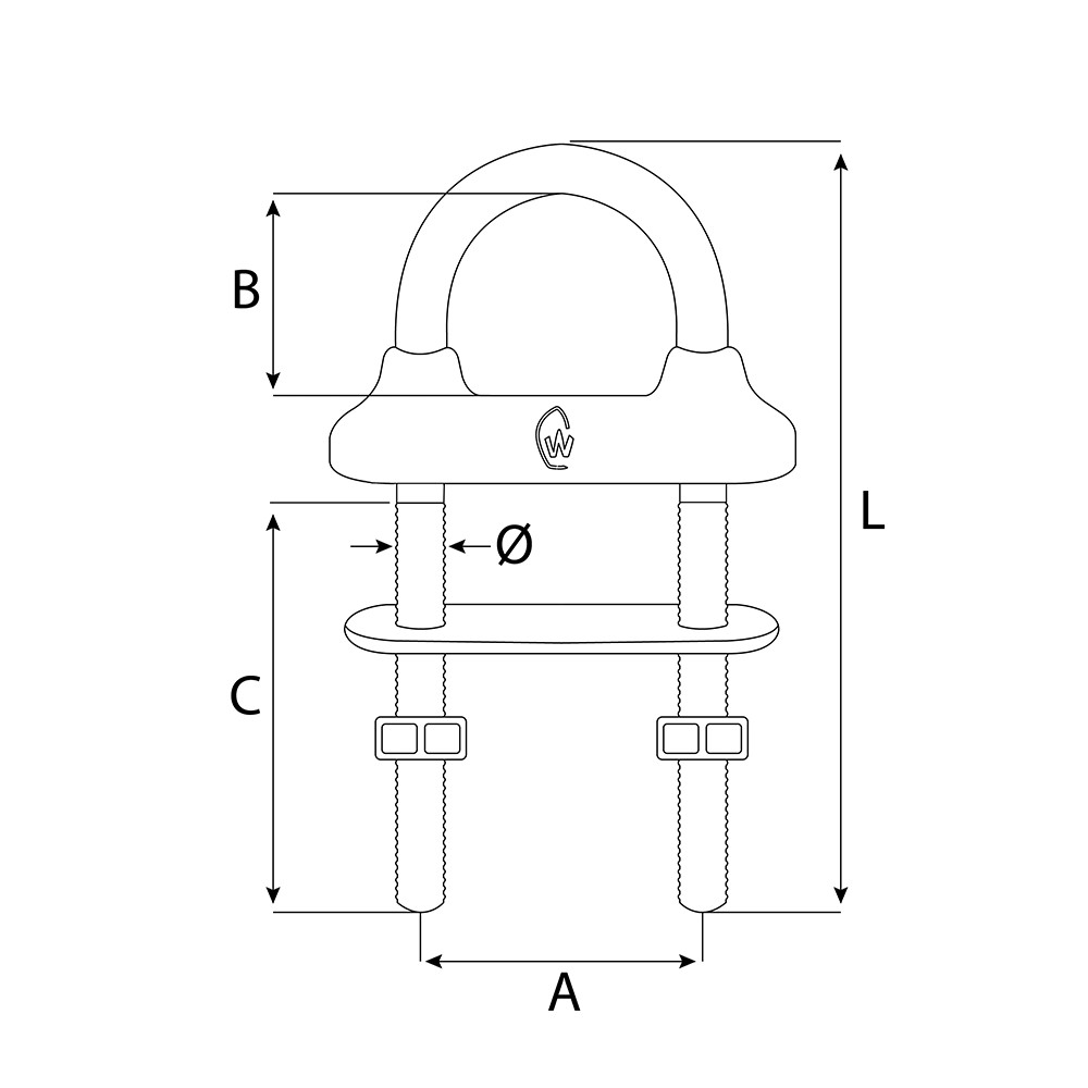 U-Bolt W/Tight M6x70 White