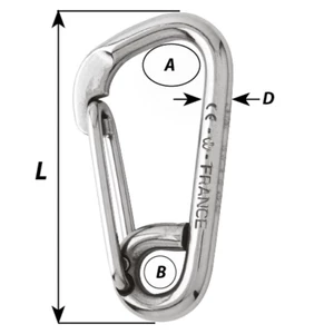 Wichard Stainless Steel Asymmetric Carbine Hook