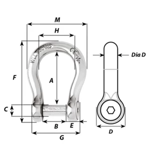 Wichard Self-locking Shackle Stainless Steel Bow Allen M12
