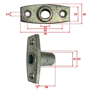 Waveline Top Mount Rowlock Socket - Galvanised 