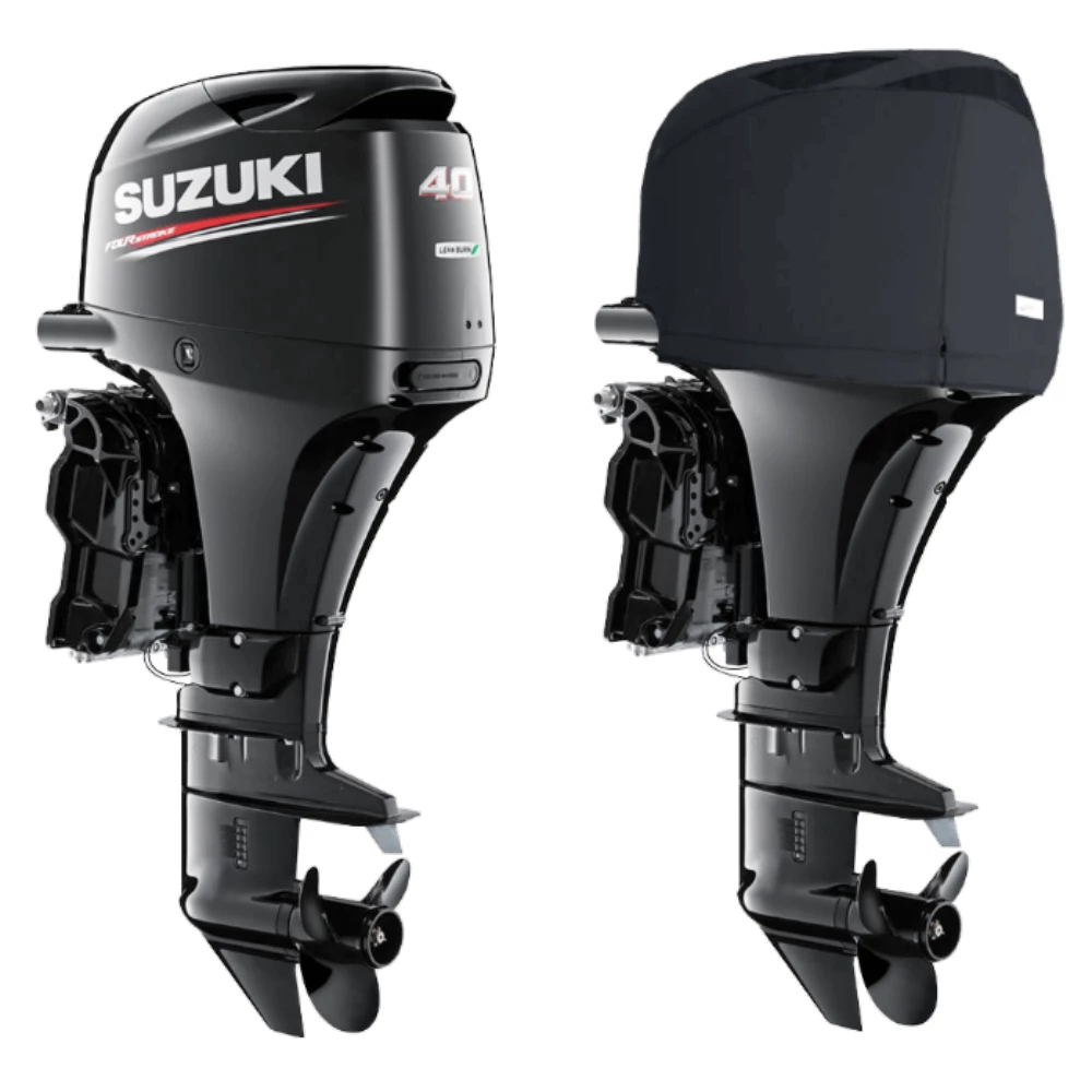 Oceansouth Fitted Outboard Motor Cover - Suzuki DF40-60Ahp 3 Cyl 4-Stroke 2010 on White