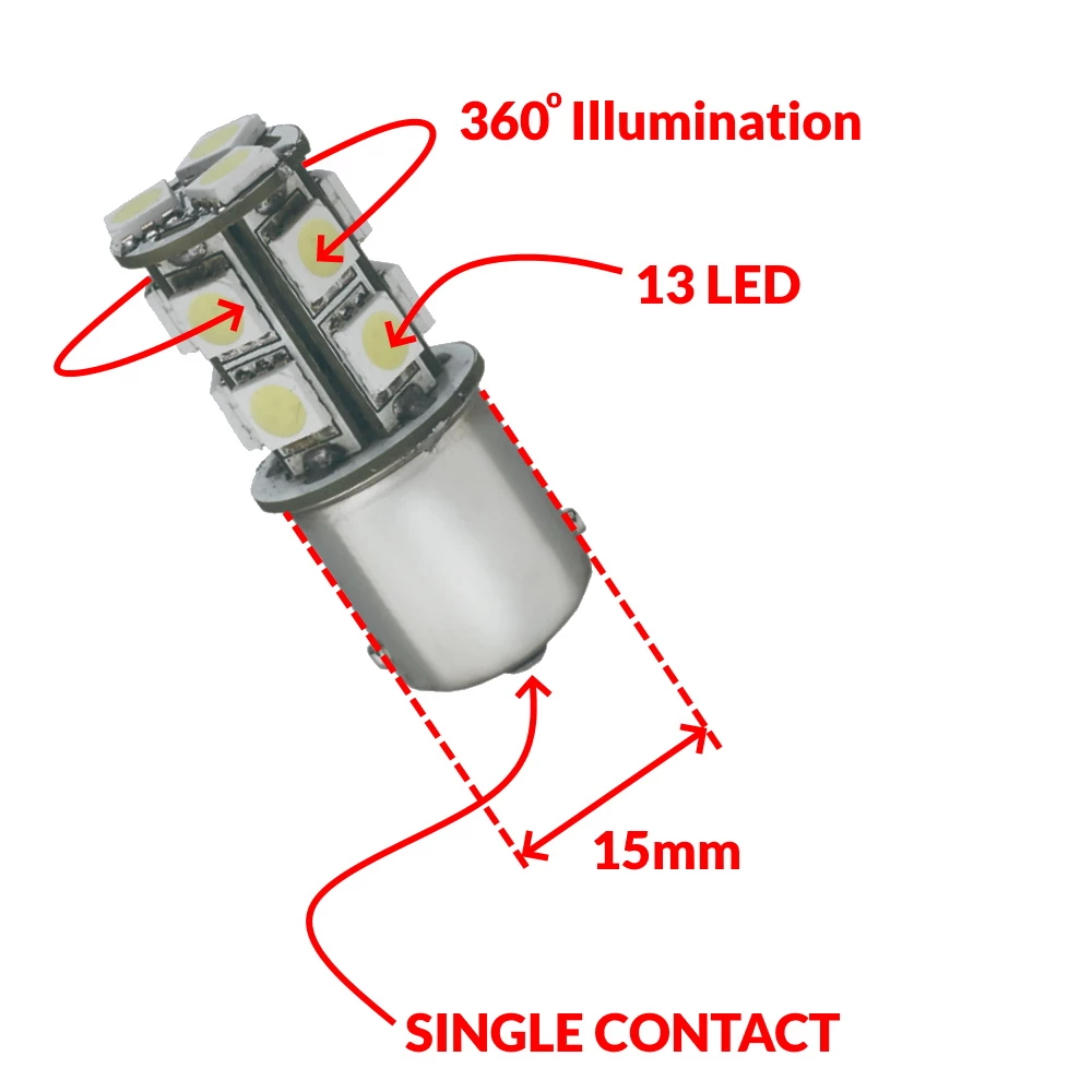 BA15S LED Bulb 12V 90LM White