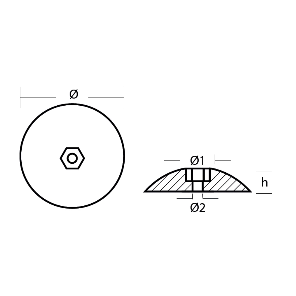 Zinc Disc Anode (pair) for Rudder 47mm