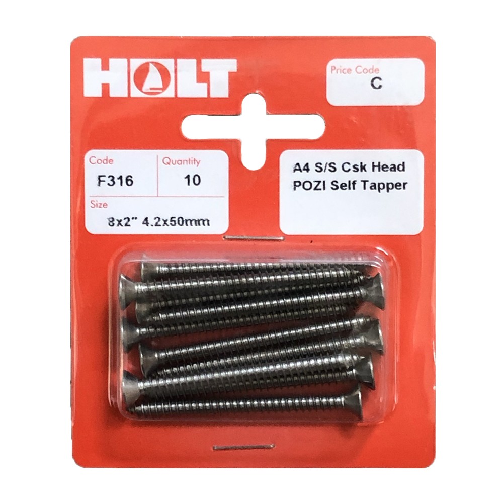 A4 Countersunk Self Tapping Screw 8x2 Pozi