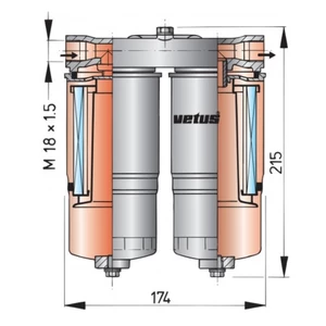 Vetus Water Separator Fuel Filter Complete WS720