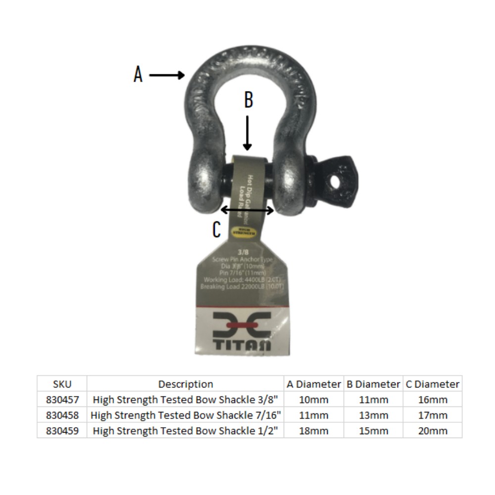High Strength Tested Bow Shackle