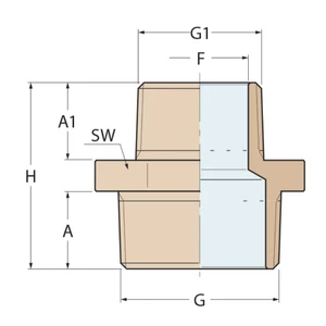 Guidi Bronze Reducing Nipple M-M