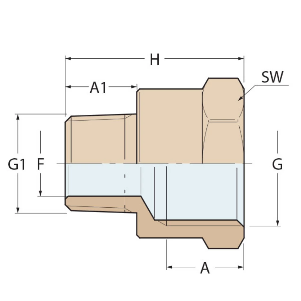 Bronze Reducing Nipple F-M