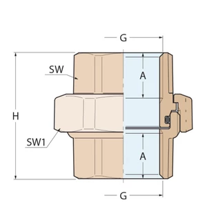 Guidi Bronze Union F-F Tapered Seat with O-Ring 