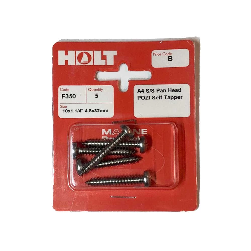 Marine Pre-Packs A4 Pan Head Self Tapping Screw 10x1 1/4 Pozi 