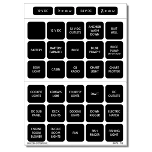 Blue Sea Square DC Label Kit (60) 