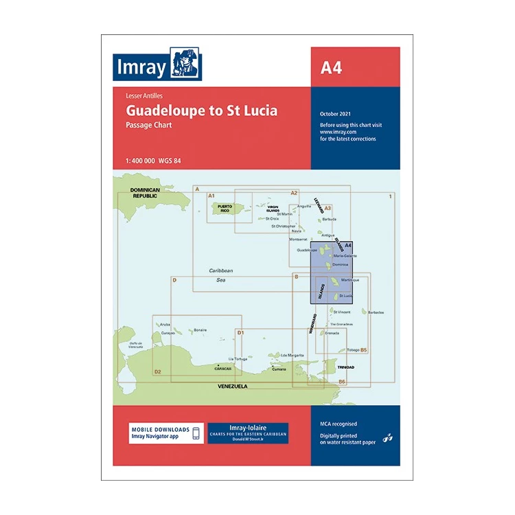 Imray A4 Guadeloupe to St Lucia Passage Chart 