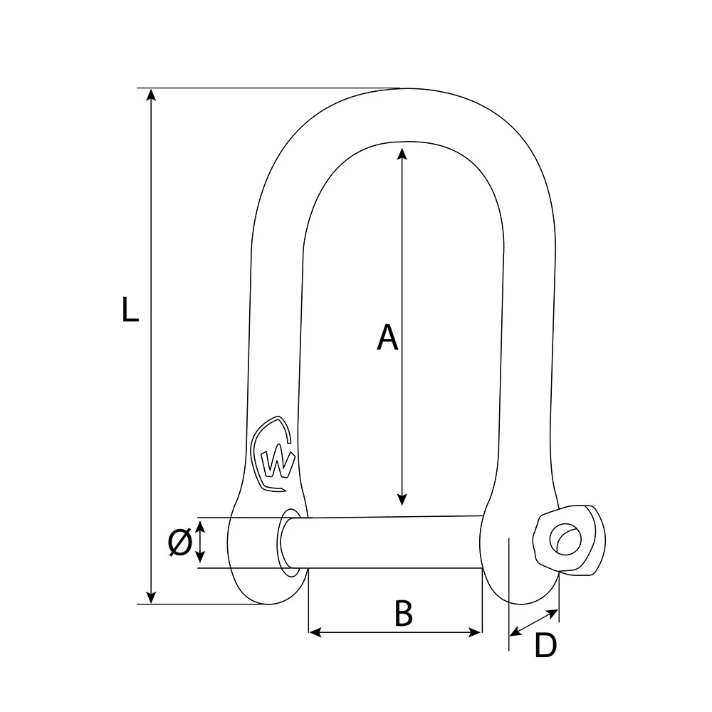 "WIDE" Self-Locking Stainless Steel Shackle