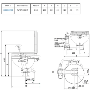 Force 4 Manual Sea Toilet with Soft Close Lid