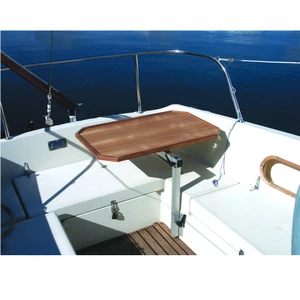 Lagun Cockpit Table Leg with Teak Style Tabletop 