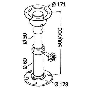 Osculati Adjustable Table Pedestal Set 500 - 700mm