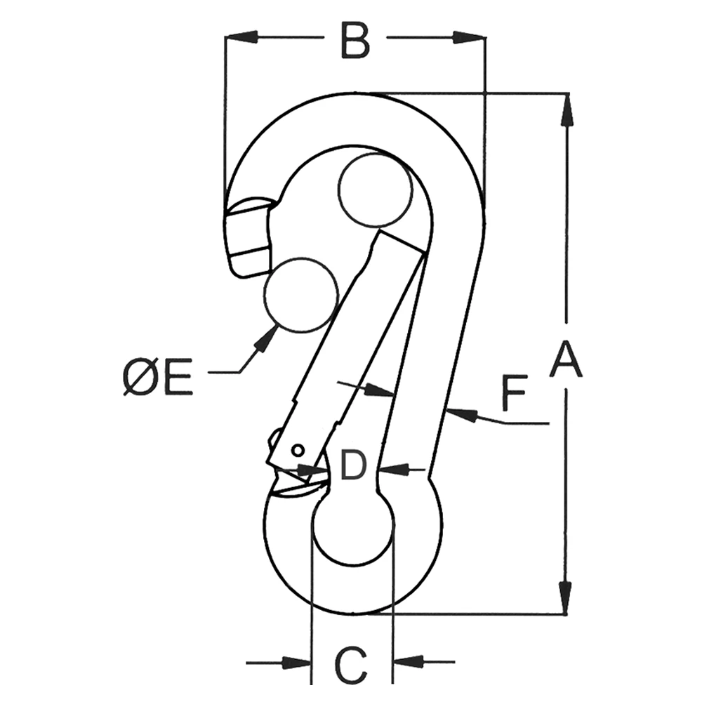 Stainless Steel Carbine Hook No Eye
